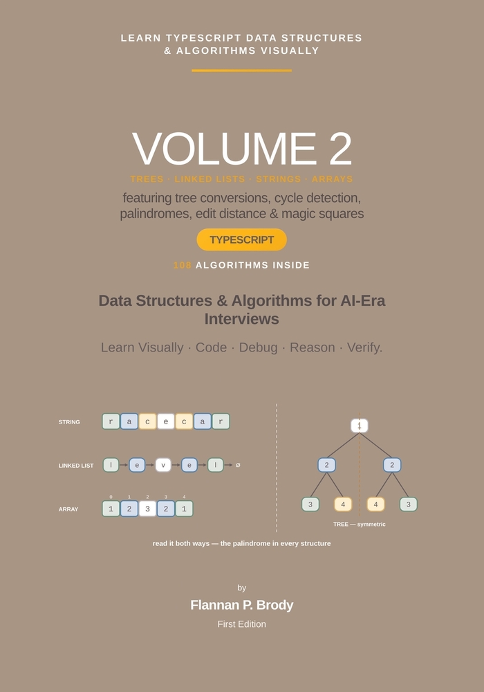 Learn TypeScript Data Structures & Algorithms Visually - Volume 2: Data Structures & Algorithms for AI-Era Interviews cover