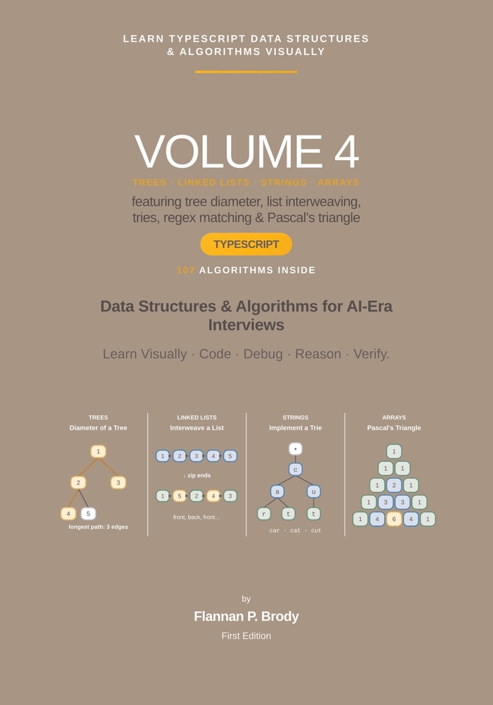 Learn TypeScript Data Structures & Algorithms Visually - Volume 4: Data Structures & Algorithms for AI-Era Interviews cover