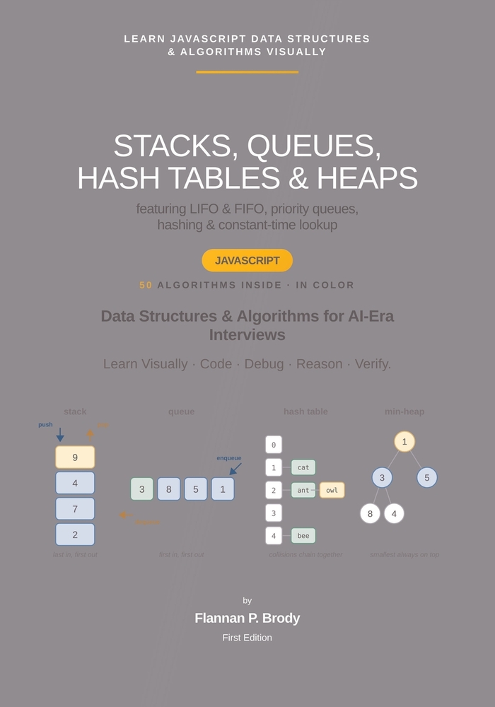 Stacks, Queues, Hash Tables & Heaps - JavaScript Edition: Data Structures & Algorithms for AI-Era Interviews cover