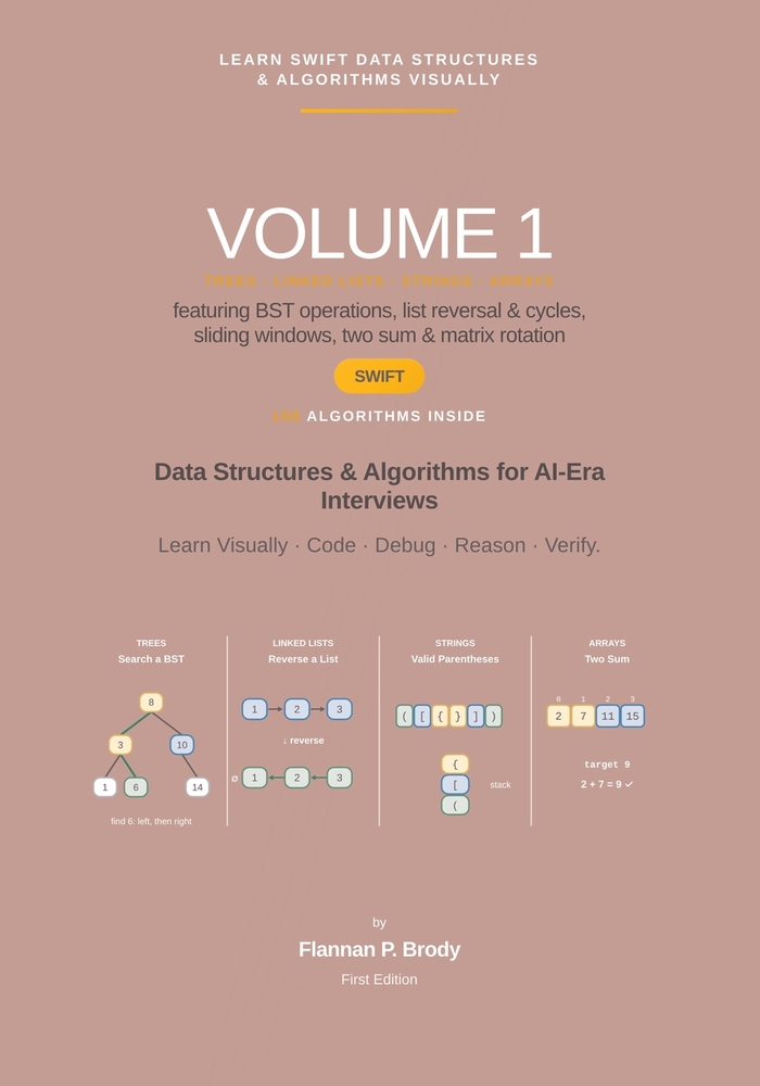 Learn Swift Data Structures & Algorithms Visually - Volume 1: Data Structures & Algorithms for AI-Era Interviews cover