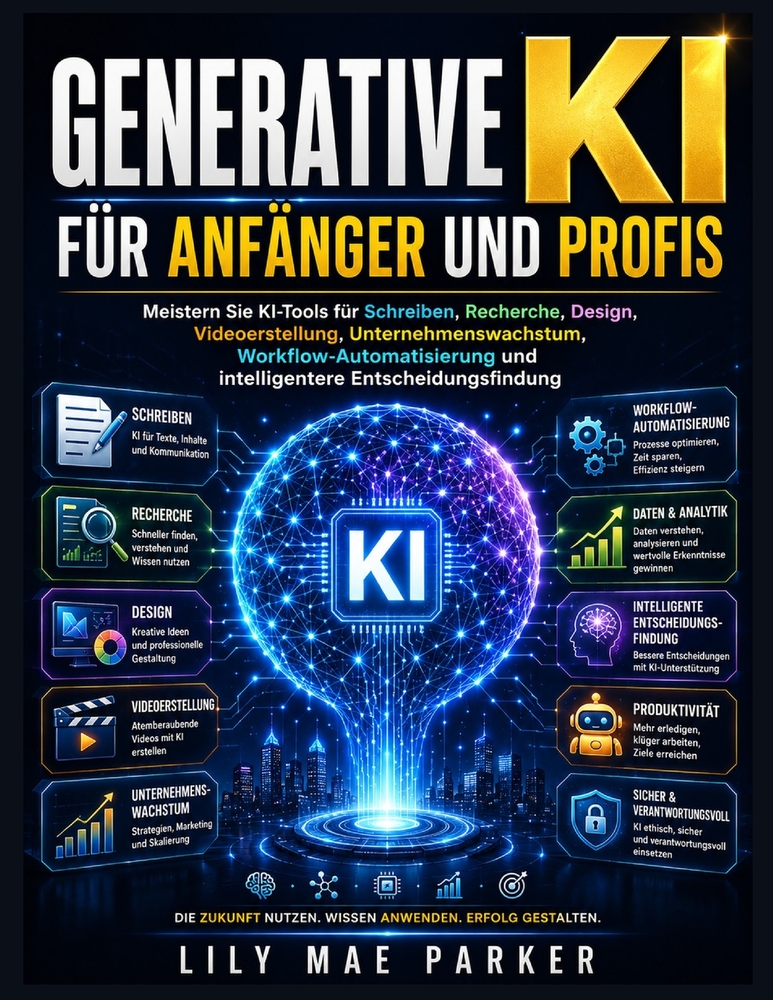 Generative KI für Anfänger und Profis: Meistern Sie KI-Tools für Schreiben, Recherche, Design, Videoerstellung, Unternehmenswachstum, Workflow-Automat cover
