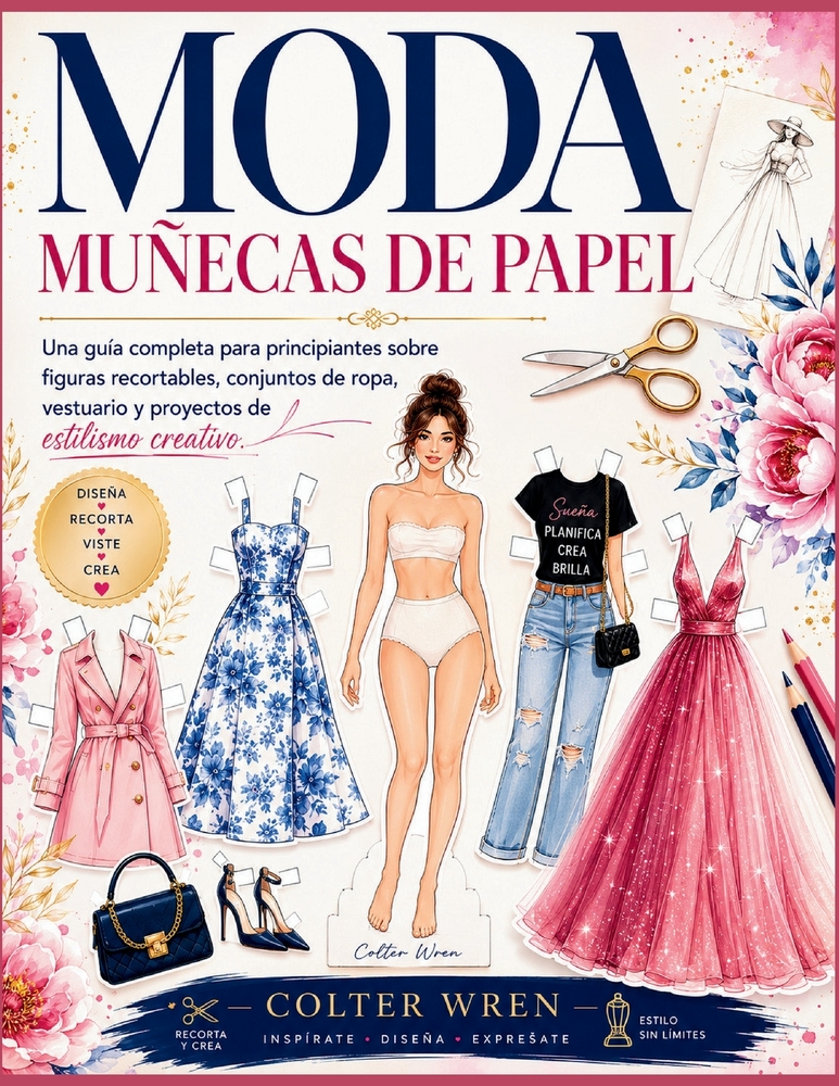 Moda Muñecas de Papel: Una guía completa para principiantes sobre figuras recortables, conjuntos de ropa, vestuario y proyectos de estilismo creativo. cover