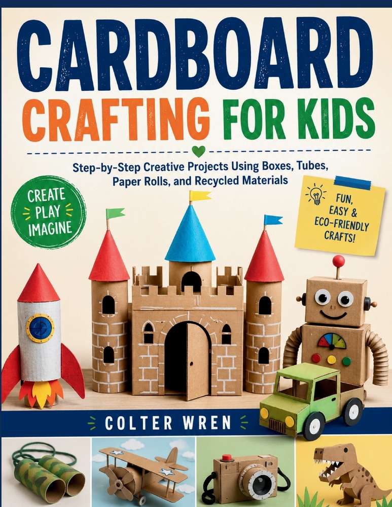 Cardboard Crafting for Kids: Step-by-Step Creative Projects Using Boxes, Tubes, Paper Rolls, and Recycled Materials cover