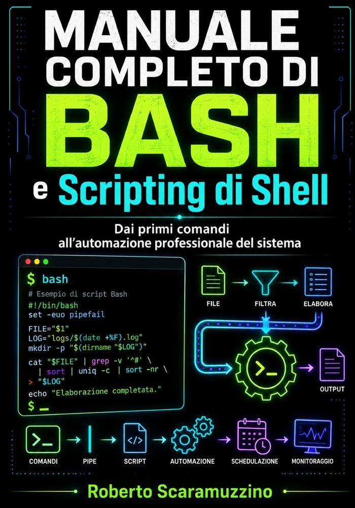 Manuale completo di Bash e Scripting di Shell: Dai primi comandi all'automazione professionale del sistema cover