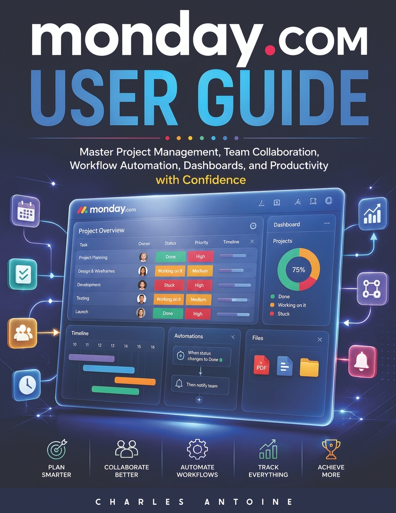 Monday.com User Guide: Master Project Management, Team Collaboration, Workflow Automation, Dashboards, and Productivity with Monday.com cover