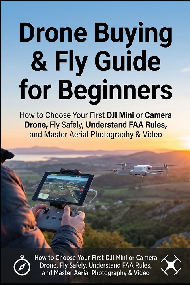 Drone Buying & Fly Guide for Beginners: How to Choose Your First DJI Mini or Camera Drone, Fly Safely, Understand FAA Rules, and Master Aerial Photogr cover