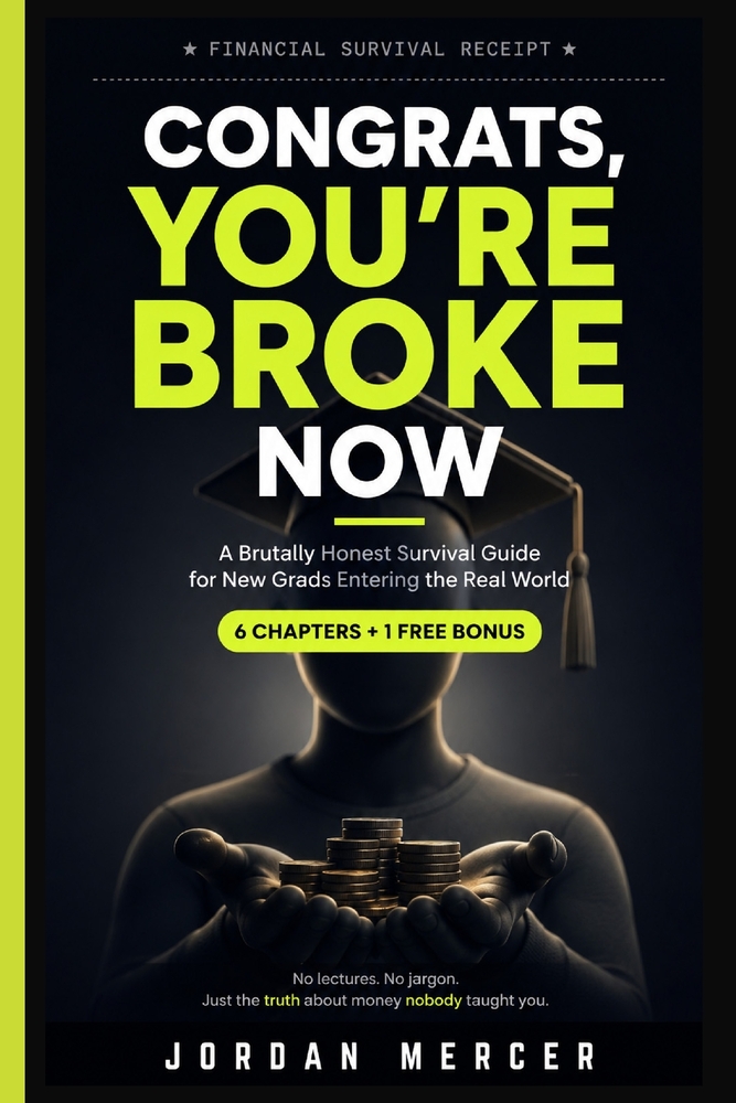 Congrats, You're now broke: A Brutally Honest Survival Guide for New Grads Entering the Real World cover
