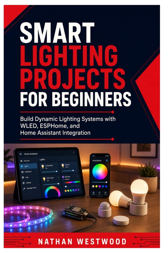 Smart Lighting Projects for Beginners: Build Dynamic Lighting Systems with WLED, ESPHome, and Home Assistant Integration cover