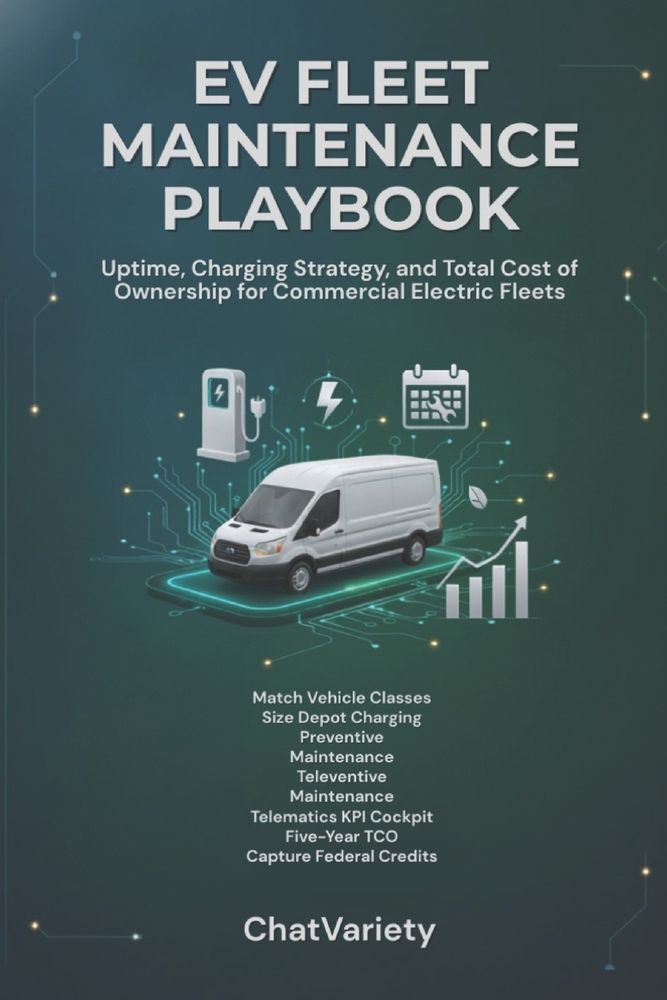 EV Fleet Maintenance Playbook: Uptime, Charging Strategy, and Total Cost of Ownership for Commercial Electric Fleets cover