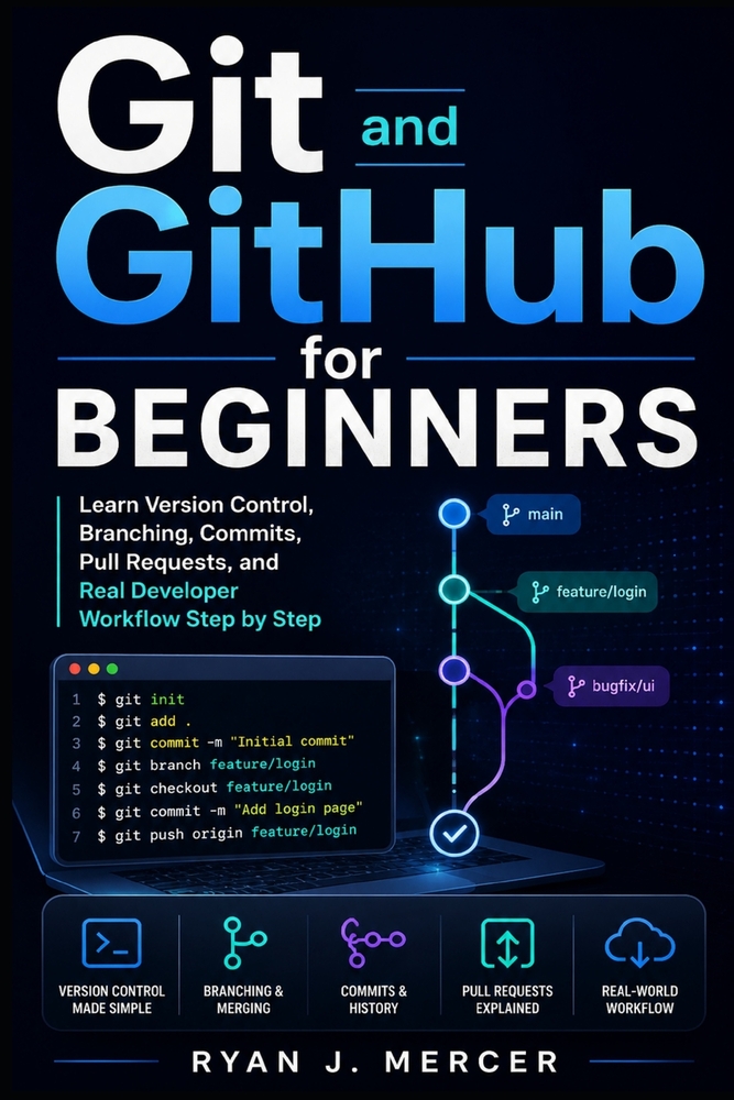 Git and GitHub for Beginners: Learn Version Control, Branching, Commits, Pull Requests, and Real Developer Workflow Step by Step cover