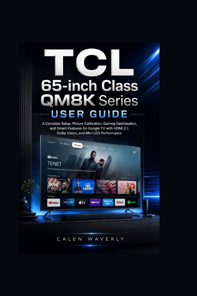 TCL 65-inch Class QM8K Series User Guide: A Complete Setup, Picture Calibration, Gaming Optimization, and Smart Features for Google TV with HDMI 2.1, cover