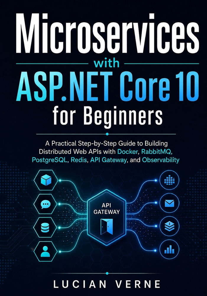 Microservices with ASP.NET Core 10 for Beginners: A Practical Step-by-Step Guide to Building Distributed Web APIs with Docker, RabbitMQ, PostgreSQL, R cover