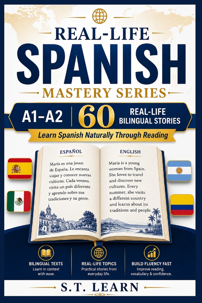 Real-Life Spanish Mastery Series: - 60 Bilingual Reading Passages for Beginners to Build Fluency Fast: The Ultimate Learning Tool for English Speakers cover