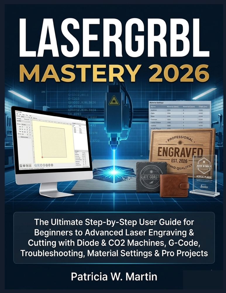 Lasergrbl Mastery 2026: The Ultimate Step-by-Step User Guide for Beginners to Advanced Laser Engraving & Cutting with Diode & CO2 Machines, G-Code, Tr cover