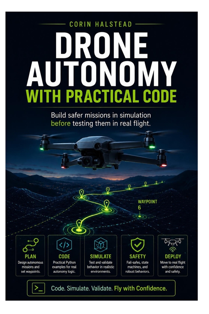 Drone Autonomy with Practical Code: Build safer missions in simulation before testing them in real flight. cover