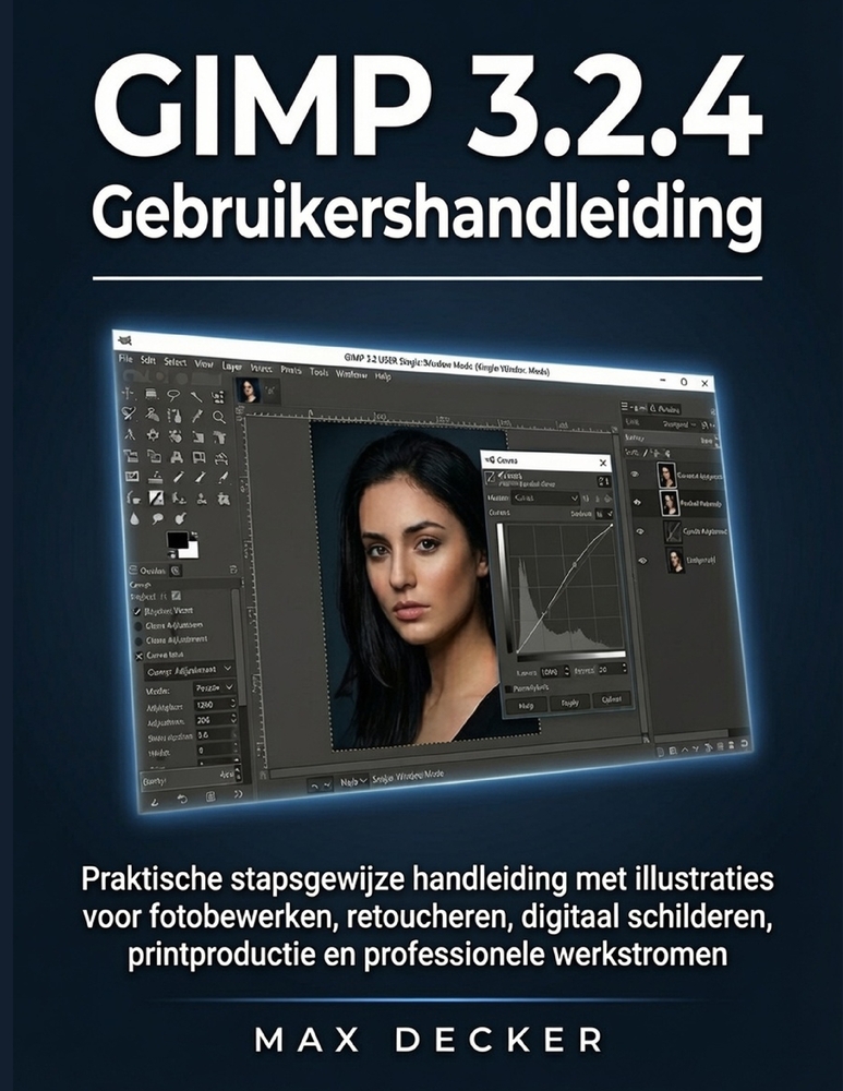 GIMP 3.2.4 Gebruikershandleiding: Praktische stapsgewijze handleiding met illustraties voor fotobewerking, retoucheren, digitaal schilderen, printprod cover