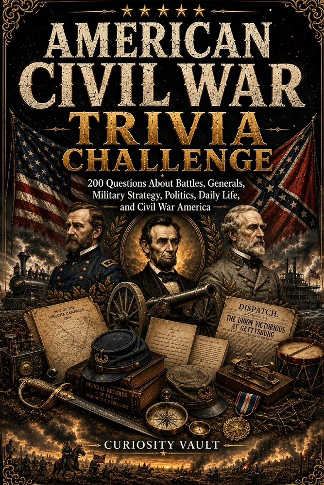 American Civil War Trivia Challenge: 200 Questions About Battles, Generals, Politics, Daily Life, Slavery, and the Defining Conflict in American Histo cover
