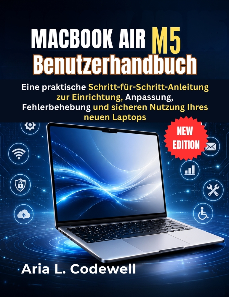 MacBook Air M5 Benutzerhandbuch: Eine praktische Schritt-für-Schritt-Anleitung zur Einrichtung, Anpassung, Fehlerbehebung und sicheren Nutzung Ihres n cover
