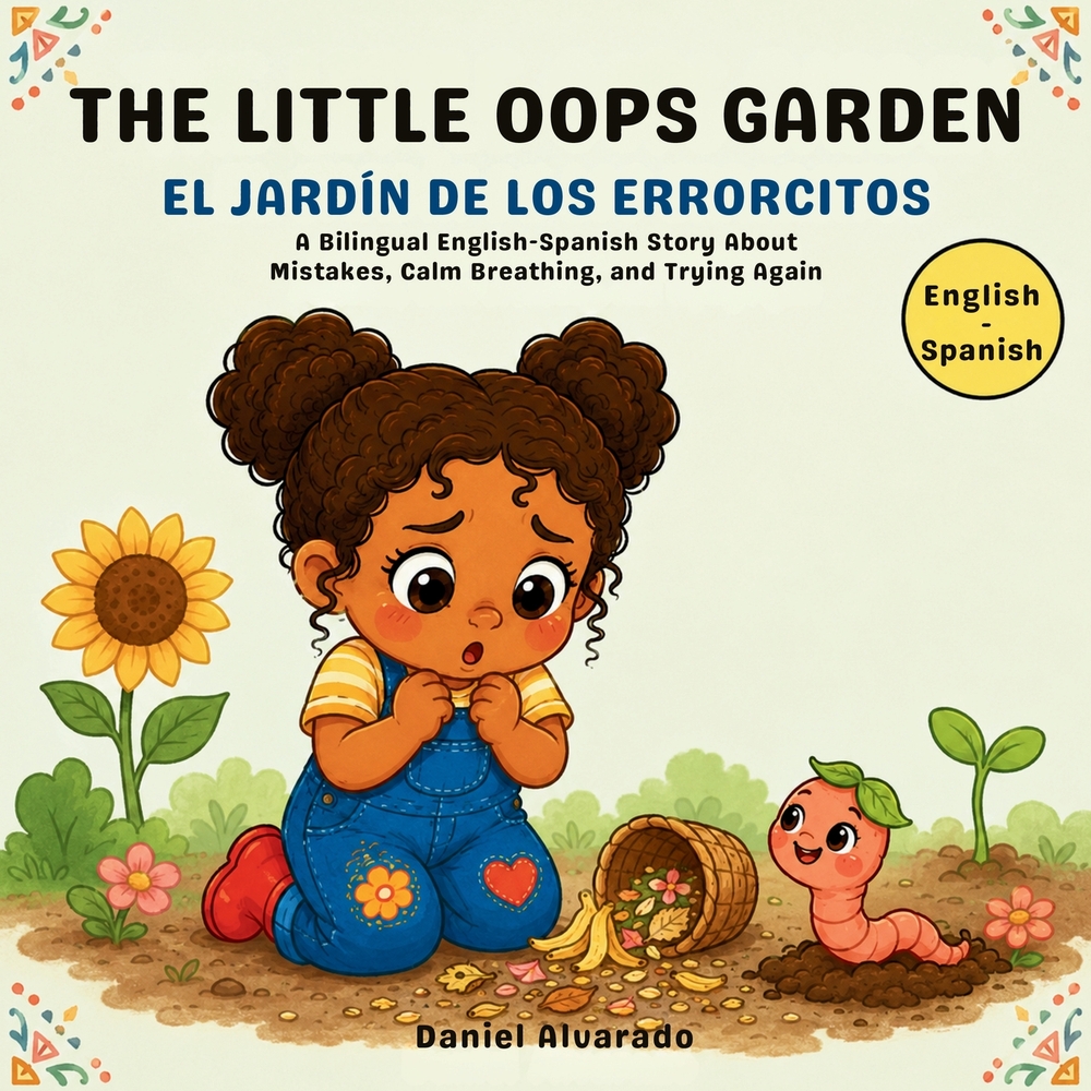 The Little Oops Garden - El Jardín de los Errorcitos: A Bilingual English-Spanish Story About Mistakes, Calm Breathing, and Trying Again cover