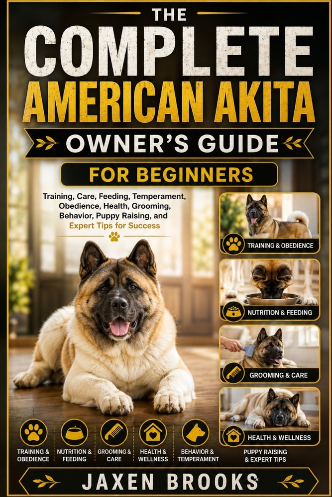 The Complete American Akita Owner's Guide for Beginners: Training, Care, Feeding, Temperament, Obedience, Health, Grooming, Behavior, Puppy Raising, a cover