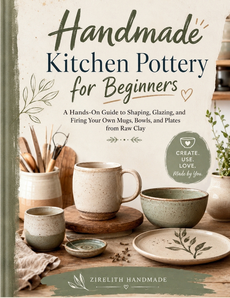 Handmade Kitchen Pottery for Beginners: A Hands-On Guide to Shaping, Glazing, and Firing Your Own Mugs, Bowls, and Plates from Raw Clay cover