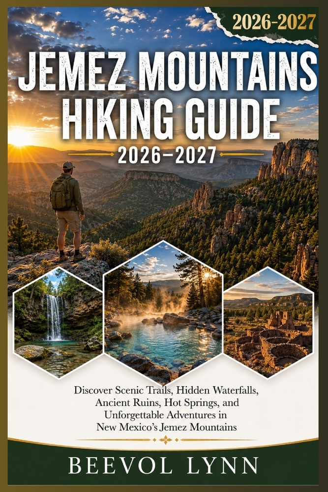 Jemez Mountains Hiking Guide 2026-2027: Discover Scenic Trails, Hidden Waterfalls, Ancient Ruins, Hot Springs, and Unforgettable Adventures in New Mex cover