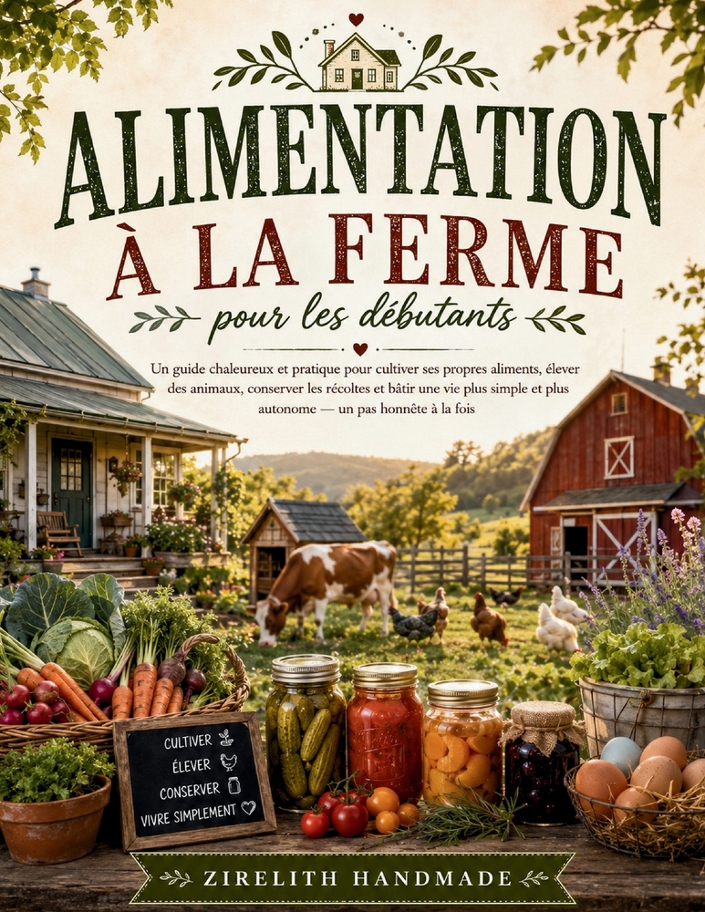 ALIMENTATION À LA FERME pour les débutants: Un guide chaleureux et pratique pour cultiver ses propres aliments, élever des animaux, conserver les réco cover