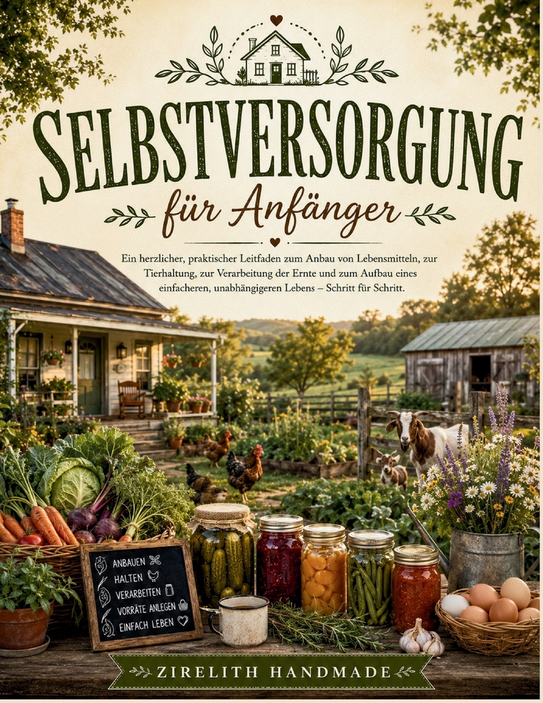 Selbstversorgung für Anfänger: Ein herzlicher, praktischer Leitfaden zum Anbau von Lebensmitteln, zur Tierhaltung, zur Verarbeitung der Ernte und zum cover