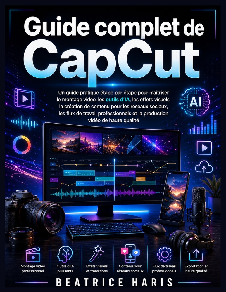 Guide complet de CapCut: Un guide pratique étape par étape pour maîtriser le montage vidéo, les outils d'IA, les effets visuels, la création de conten cover