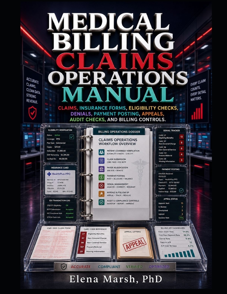 Medical Billing Claims Operations Manual: Claims, Insurance Forms, Eligibility Checks, Denials, Payment Posting, Appeals, Audit Checks, and Billing Co cover