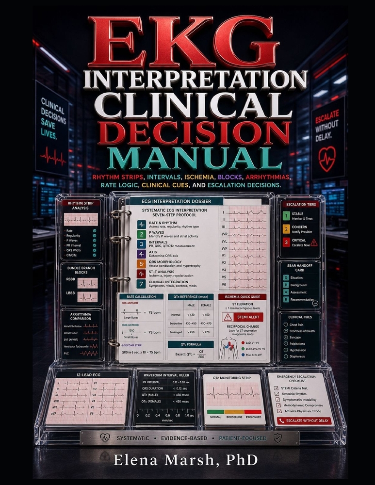 EKG Interpretation Clinical Decision Manual: Rhythm Strips, Intervals, Ischemia, Blocks, Arrhythmias, Rate Logic, Clinical Cues, and Escalation Decisi cover