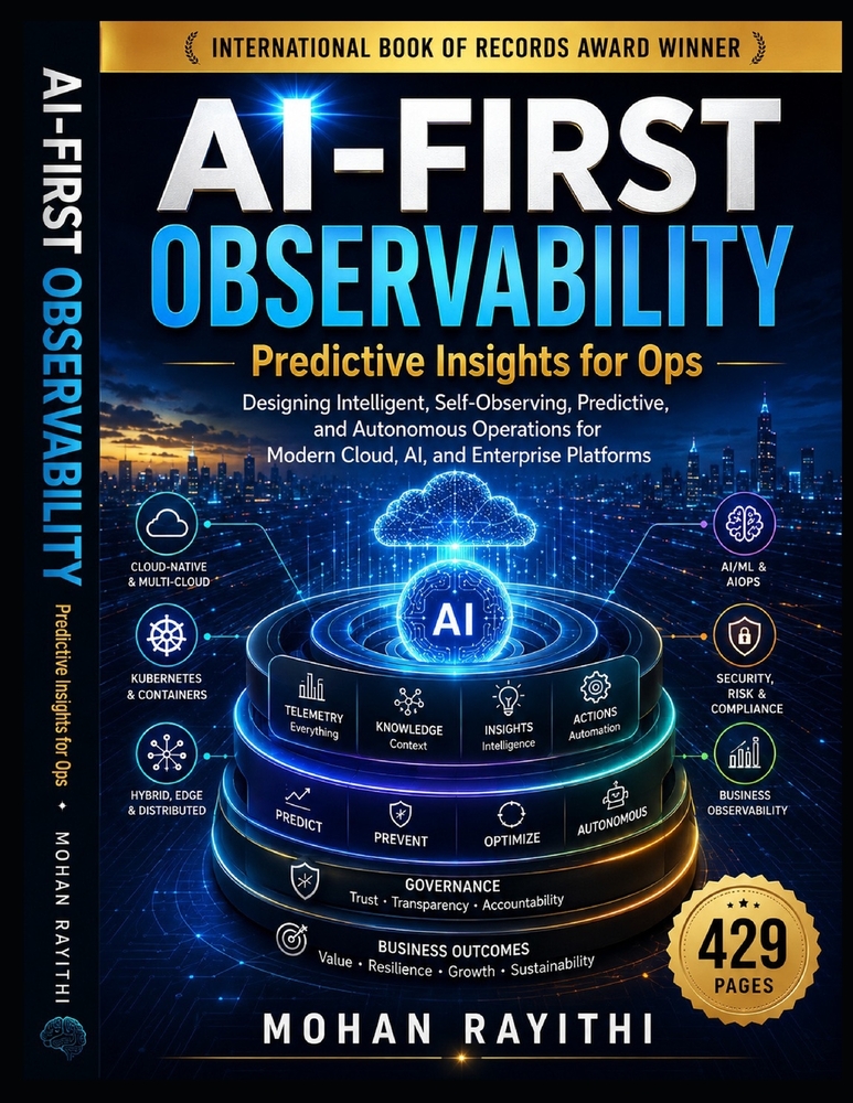 AI-First Observability: Predictive Insights for Ops: Designing Intelligent, Self-Observing, Predictive, and Autonomous Operations for Modern Cloud, AI cover