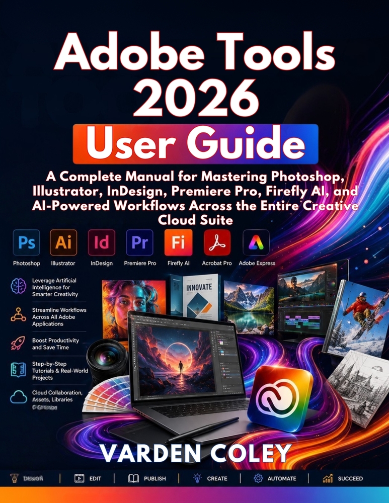 Adobe Tools 2026 User Guide: A Complete Manual for Mastering Photoshop, Illustrator, InDesign, Premiere Pro, Firefly AI, and AI-Powered Workflows Acro cover