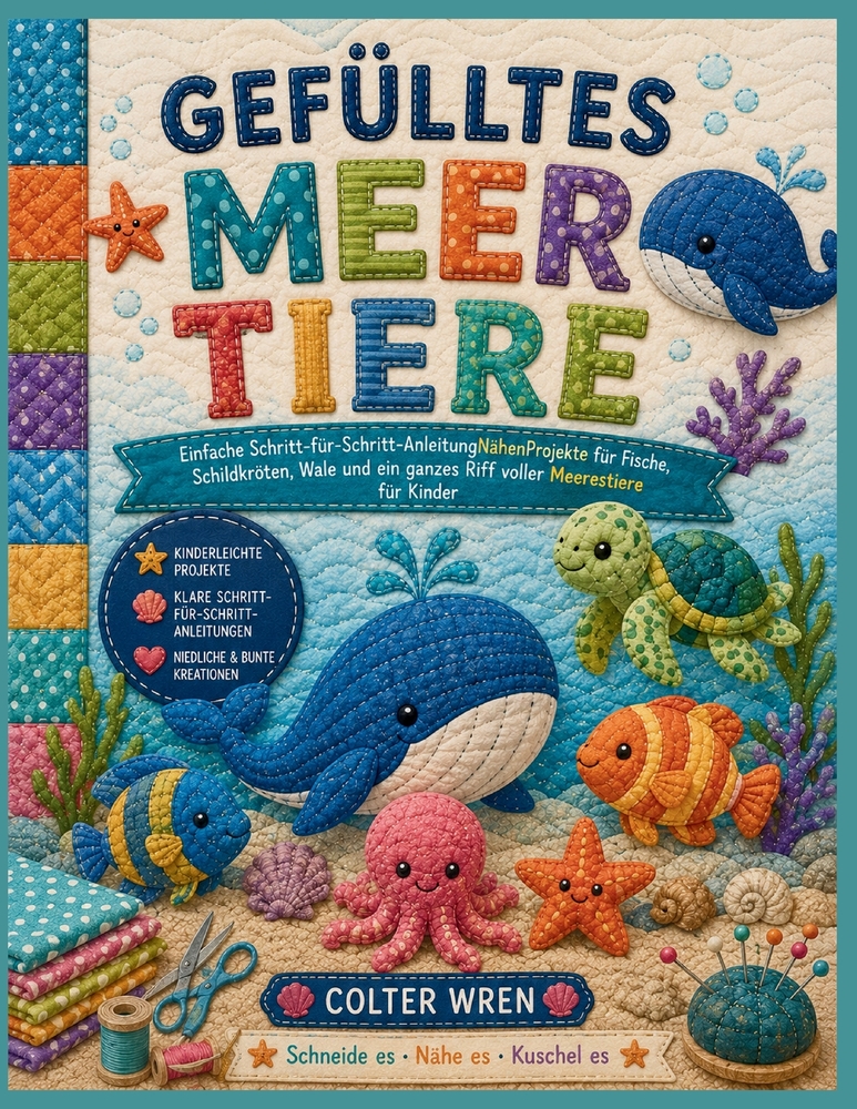 Gefülltes Meer Tiere: Einfache Schritt-für-Schritt-AnleitungNähenProjekte für Fische, Schildkröten, Wale und ein ganzes Riff voller Meerestierefür Kin cover