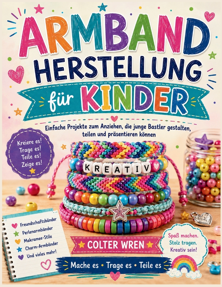 ARMBAND HERSTELLUNG für KINDER: Einfache Projekte zum Anziehen, die junge Bastler gestalten, teilen und präsentieren können cover