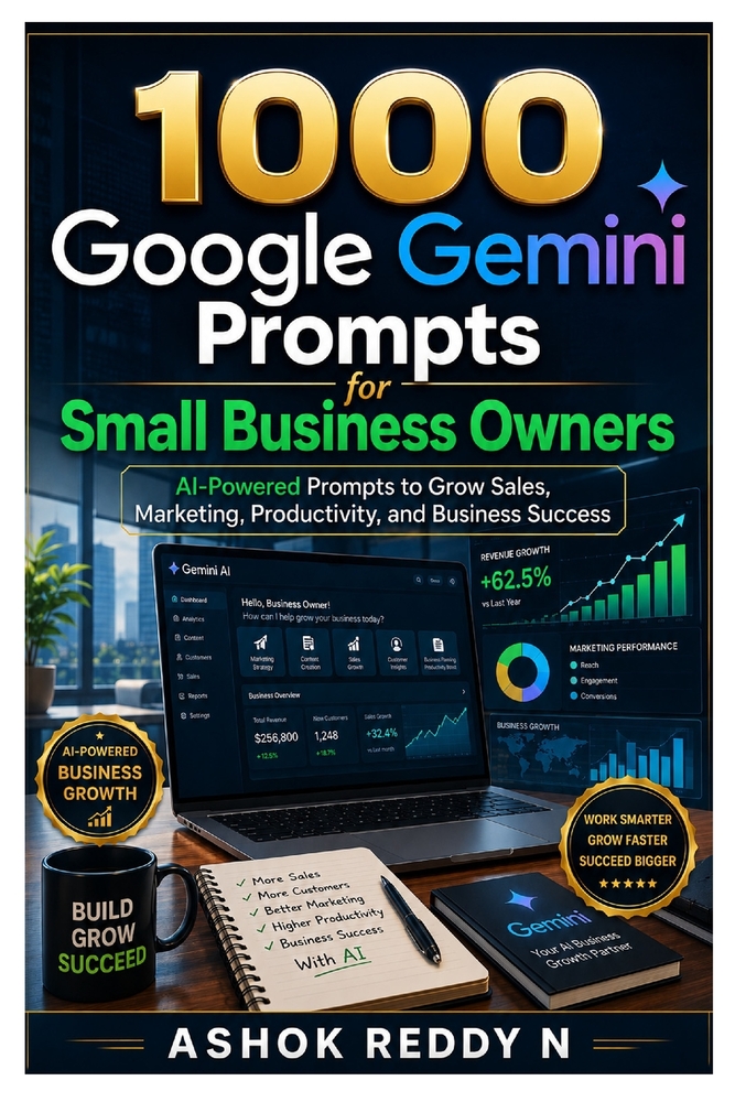 1000 Google Gemini Prompts for Small Business Owners: AI-Powered Prompts to Grow Sales, Marketing, Productivity, and Business Success cover