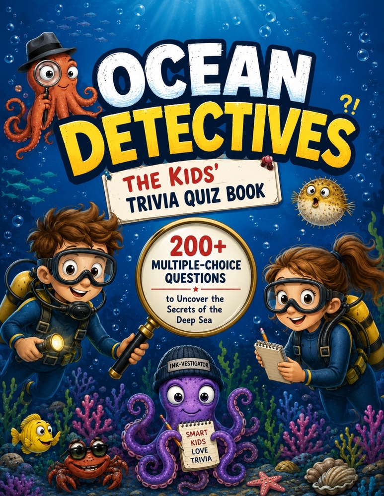 Ocean Detectives - The Kids' Trivia Quiz Book: 200+ Multiple-Choice Questions to Uncover the Secrets of the Deep Sea - For Ages 8-12 cover