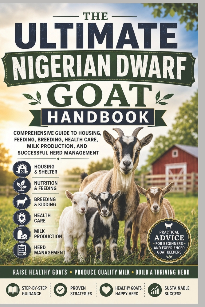 The Ultimate Nigerian Dwarf Goat Handbook: Comprehensive Guide to Housing, Feeding, Breeding, Health Care, Milk Production, and Successful Herd Manage cover