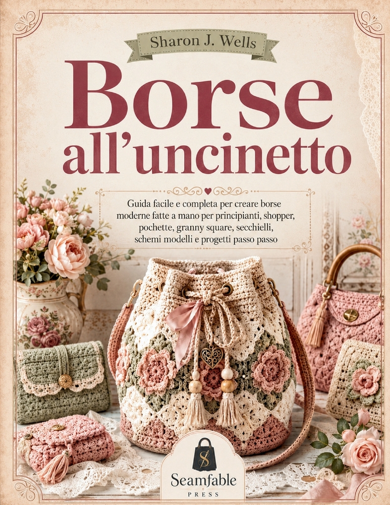 Borse all'uncinetto: Guida facile e completa per creare borse moderne fatte a mano per principianti, shopper, pochette, granny square, secchielli, sch cover