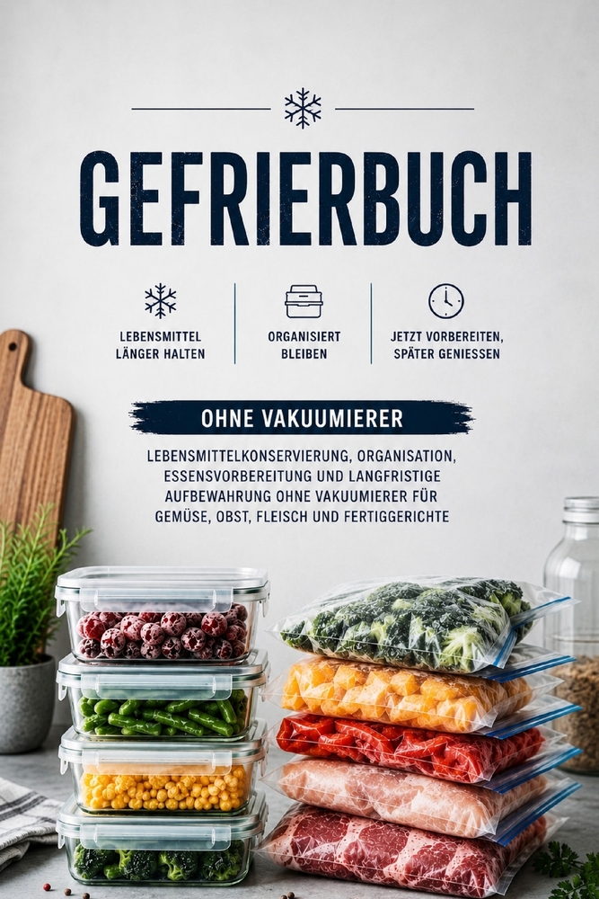 Gefrierbuch: Lebensmittelkonservierung, Organisation, Essensvorbereitung und langfristige Aufbewahrung ohne Vakuumierer für Gemüse, Obst, Fleisch und cover