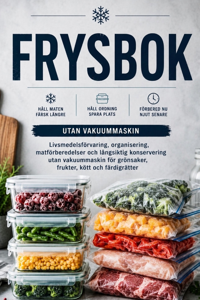 Frysbok: Livsmedelsförvaring, organisering, matförberedelser och långsiktig konservering utan vakuummaskin för grönsaker, frukter, kött och färdigrätt cover