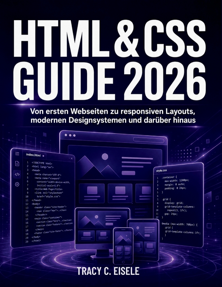 Html & CSS Guide 2026: Von ersten Webseiten zu responsiven Layouts, modernen Designsystemen und darüber hinaus cover