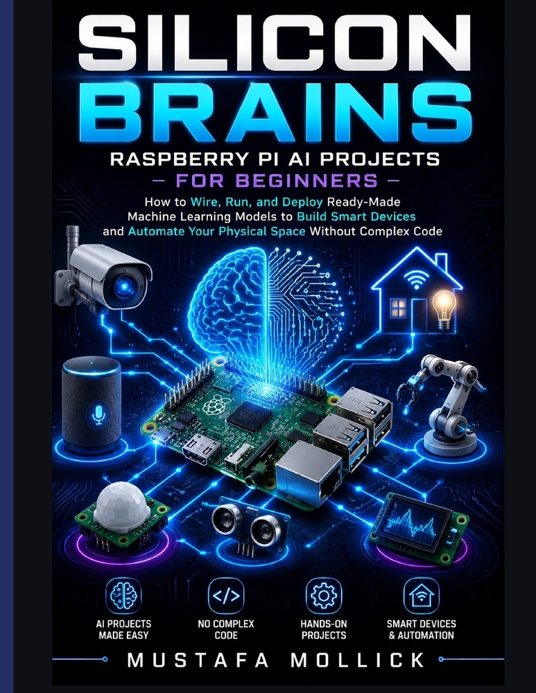 Silicon Brains: Raspberry Pi AI Projects for Beginners: How to Wire, Run, and Deploy Ready-Made Machine Learning Models to Build Smart Devices and Aut cover