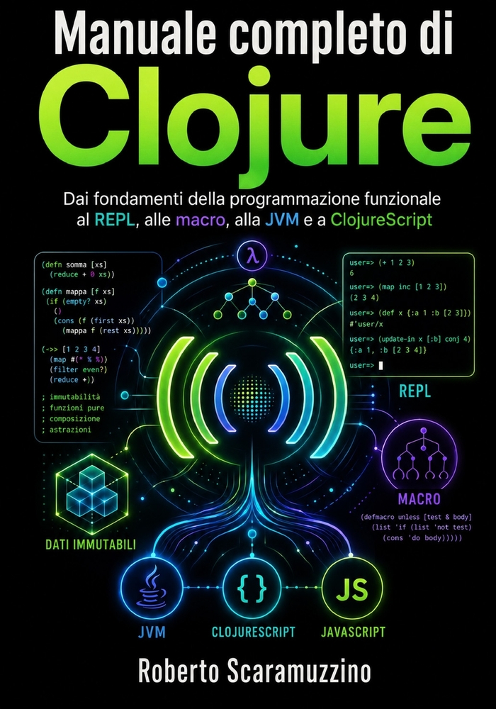 Manuale completo di Clojure: Dai fondamenti della programmazione funzionale al REPL, alle macro, alla JVM e a ClojureScript cover