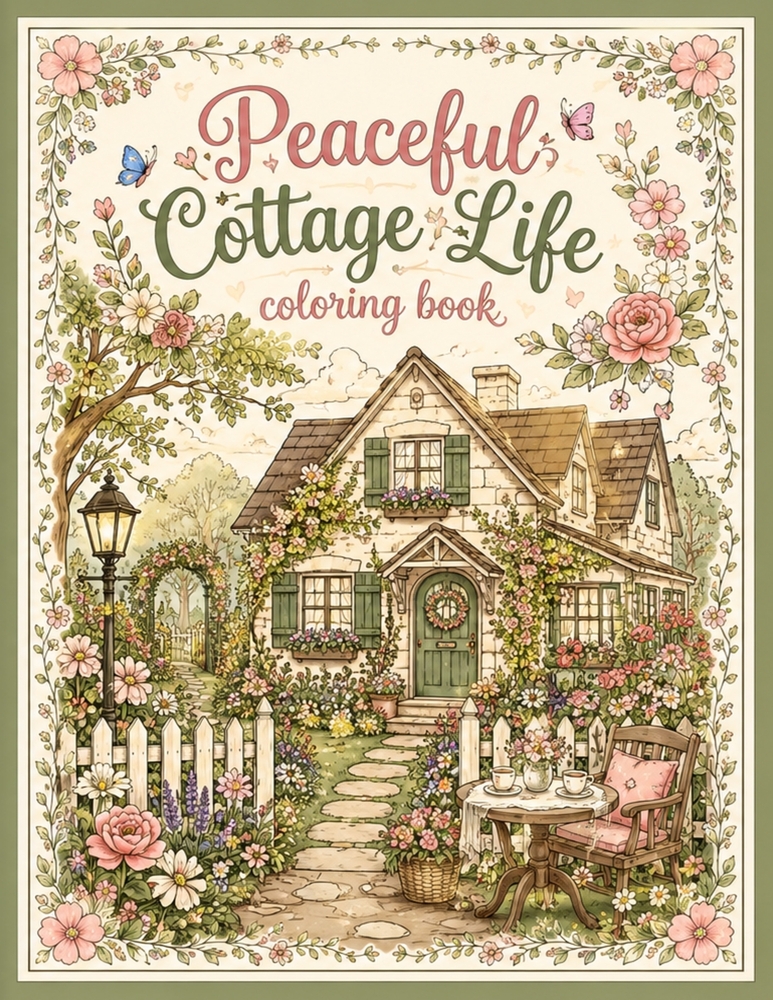 Peaceful cottage life: A Cozy Escape into Simple Living, Slow Days, and Countryside Serenity cover