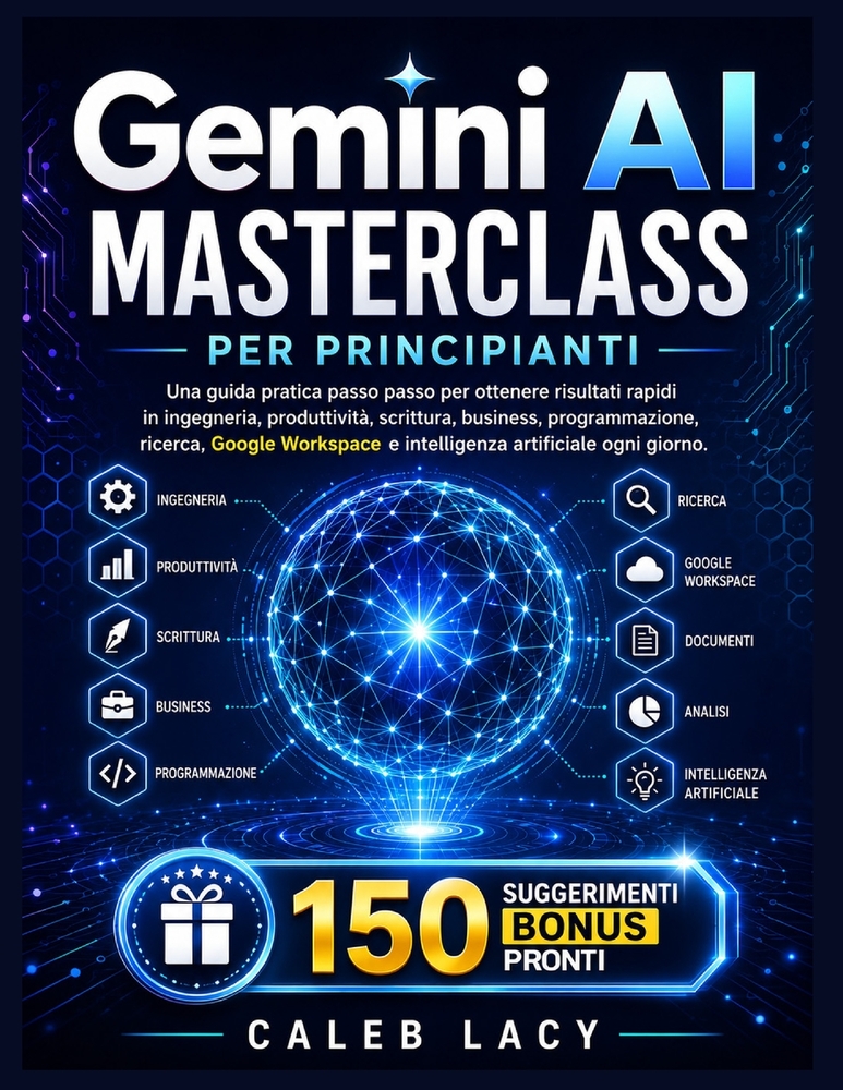 Gemini AI Masterclass per principianti: Una guida pratica passo passo per ottenere risultati rapidi in ingegneria, produttività, scrittura, business, cover