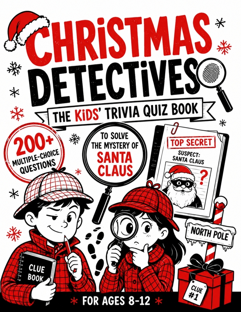 Christmas Detectives - The Kids' Trivia Quiz Book: 200+ Multiple-Choice Questions to Solve the Mystery of Santa Claus - For Ages 8-12 cover