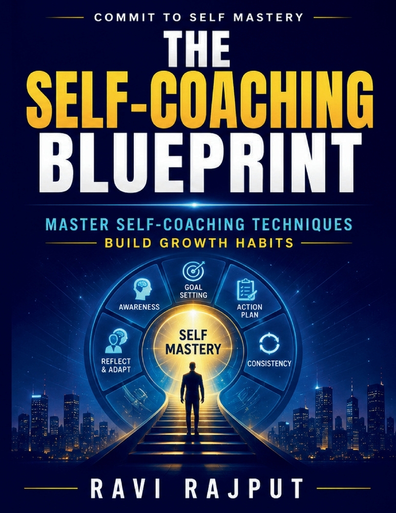 The Self-Coaching Blueprint: Goal-setting roadmap Self-leadership skills Vision and mission guide Time management mastery Sustainable personal develop cover