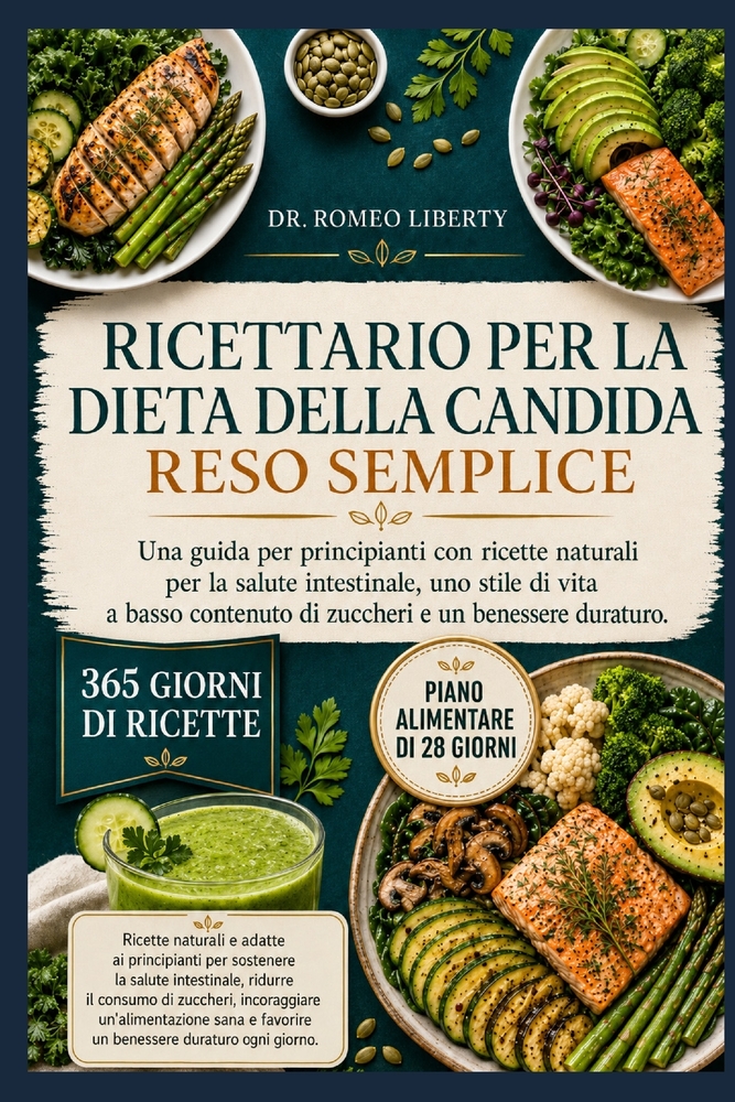 Ricettario Per La Dieta Della Candida Reso Semplice: Una guida per principianti con ricette naturali per la salute intestinale, uno stile di vita a ba cover