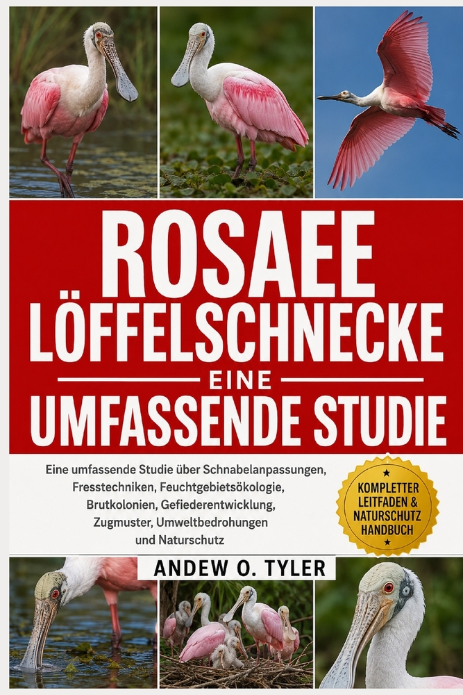 Rosaee Löffelschnecke: Eine umfassende Studie über Schnabelanpassungen, Fresstechniken, Feuchtgebietsökologie, Brutkolonien, Gefiederentwicklung, Zugm cover
